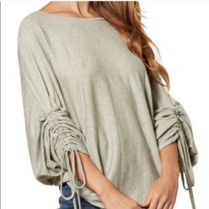 GAP 3/4 Ruched Sleeve Oversized Top Oatmeal S